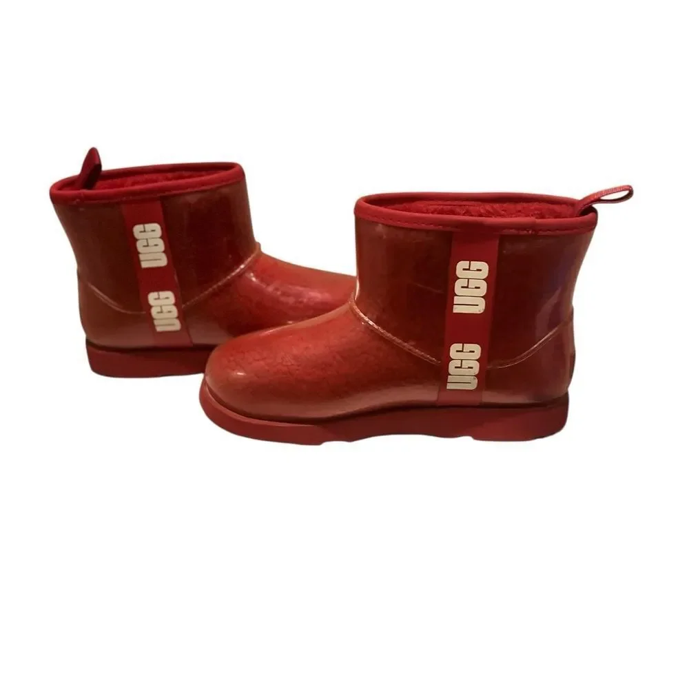 UGG Kids Red Rain Boot – Waterproof Sherpa Lined – Size 5